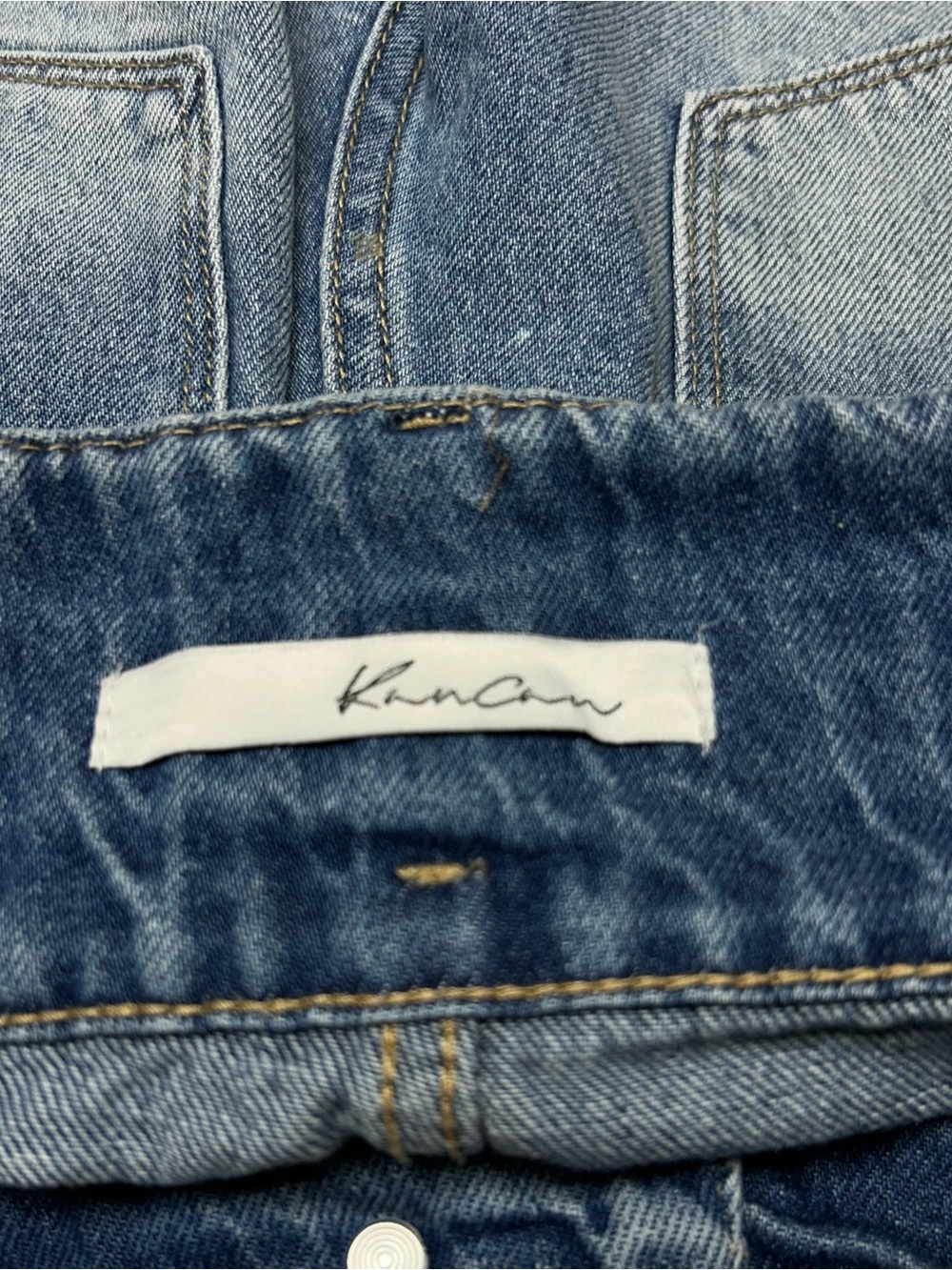Kancan Estilo Light Wash Frayed Denim Shorts Size 9/28 High Rise Cutoff Shorts - Picture 3 of 6